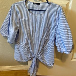 Blue and white stripped top